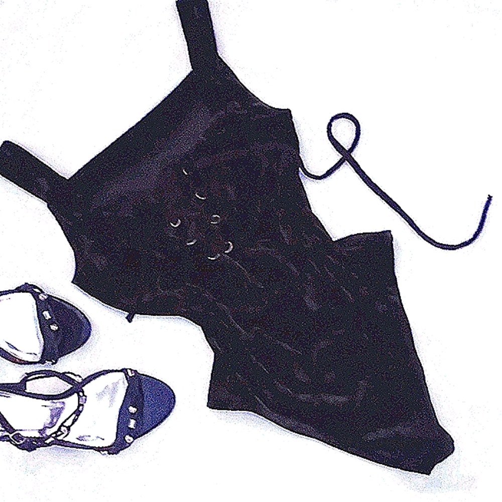 Lace Up Crushed Velvet Bodysuit